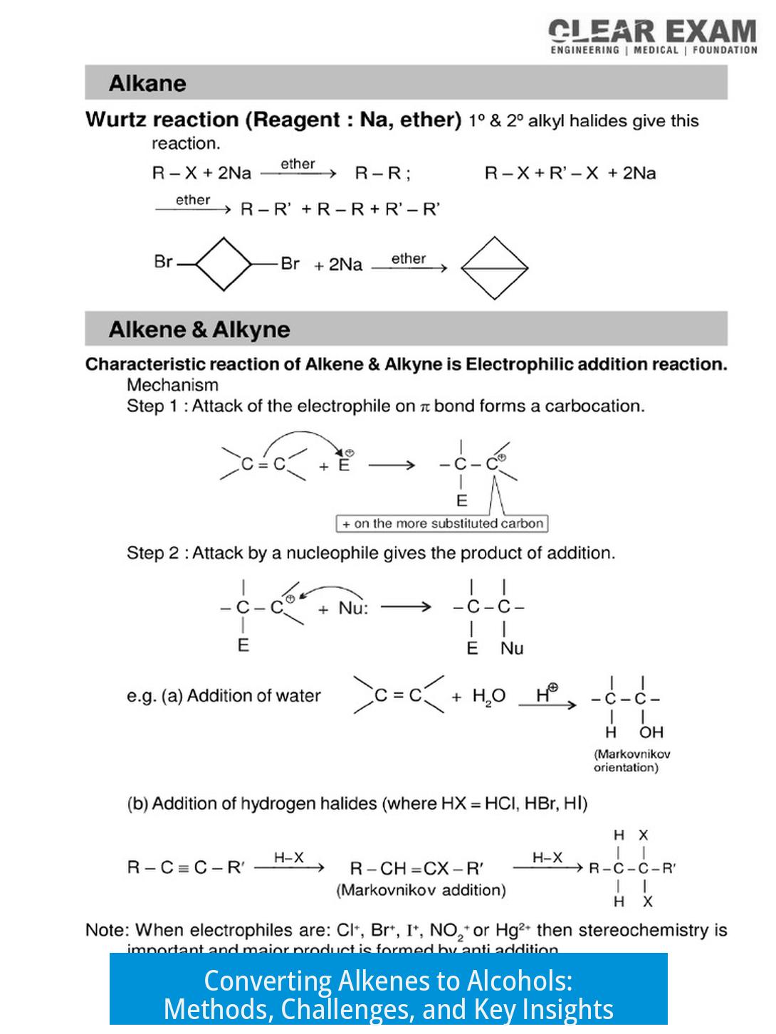 Converting Alkenes to Alcohols: Methods, Challenges, and Key Insights