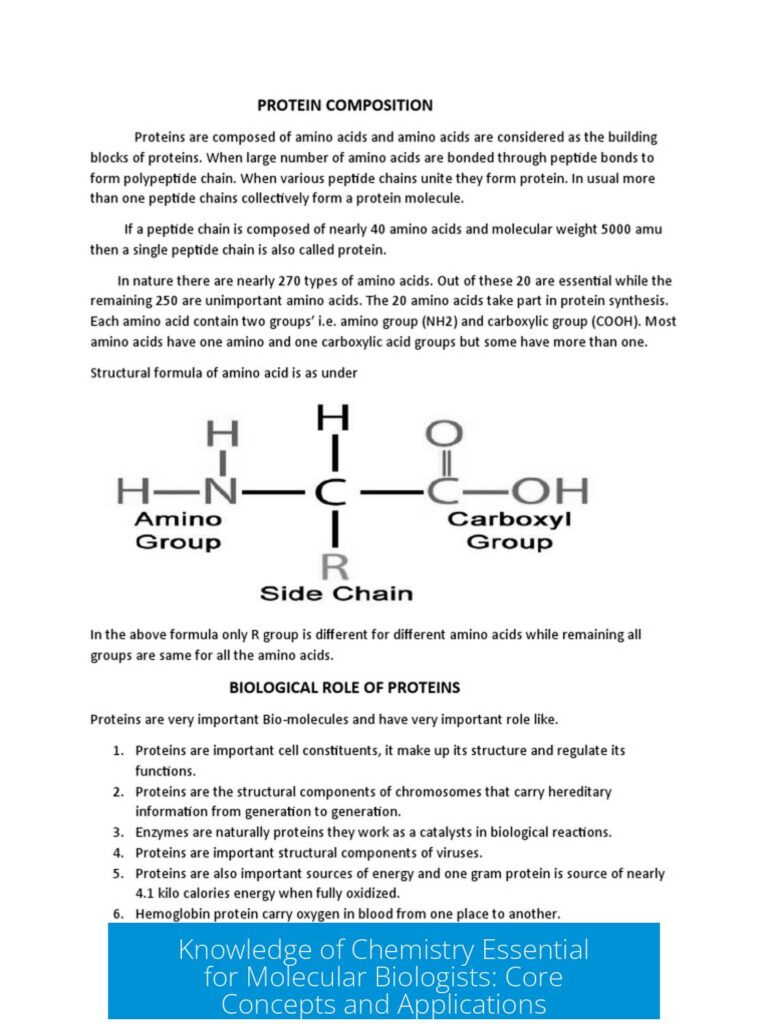 Knowledge of Chemistry Essential for Molecular Biologists: Core Concepts and Applications
